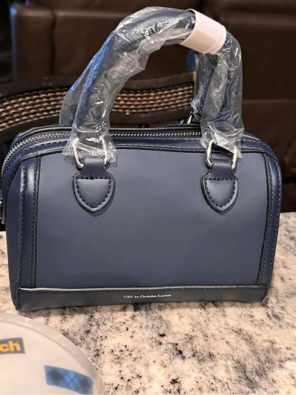 Christian Lacroix Blue Leather Logo Satchel
8” wide
6” tall 
4” handles - Picture 3 of 8